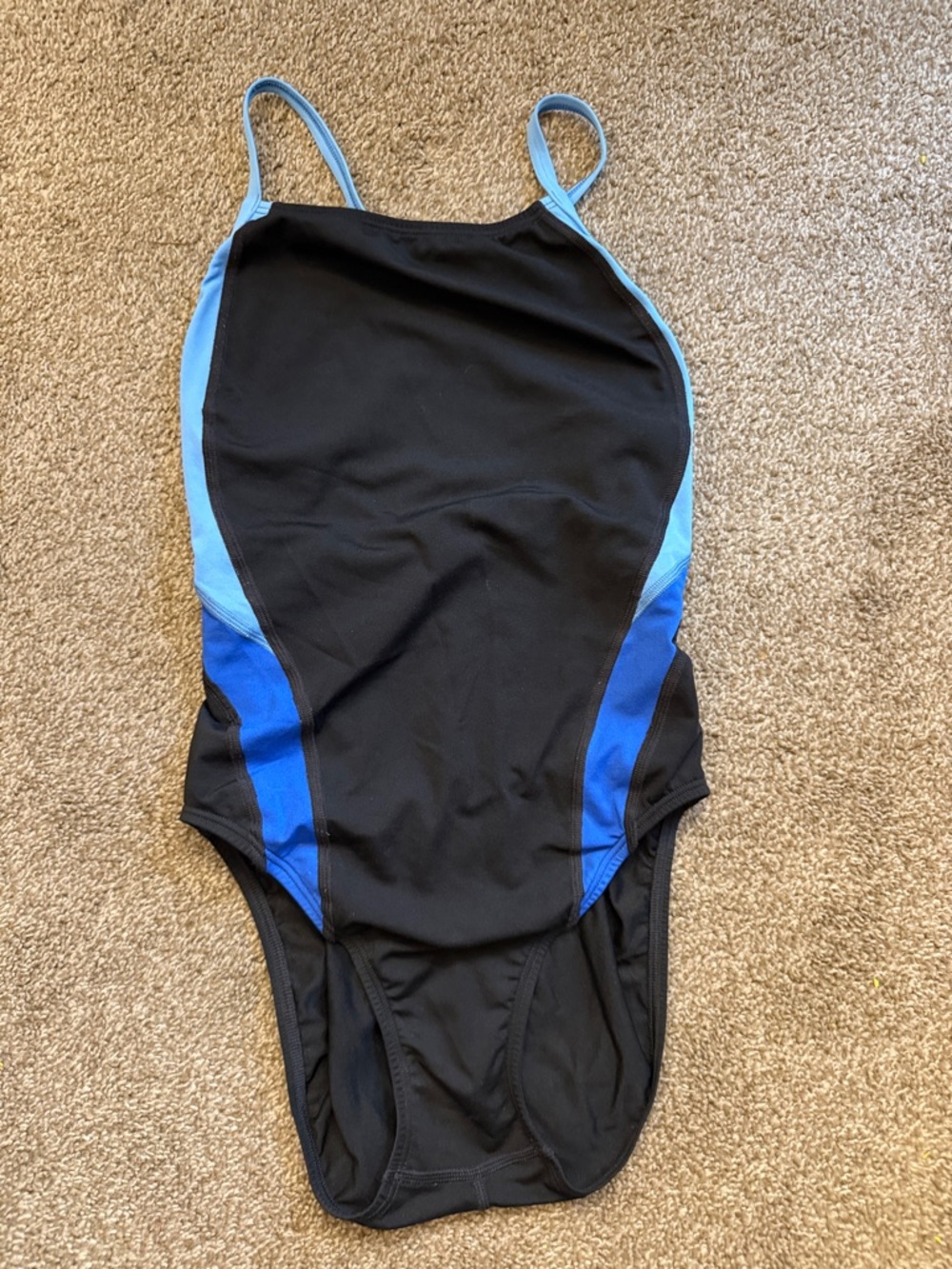 Speedo Black One-Piece Swimsuit with Blue Panels